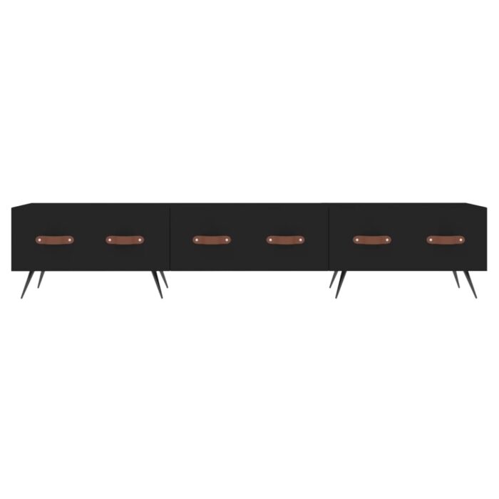Meuble TV noir 150x36x30 cm bois d'ingénierie – Image 3