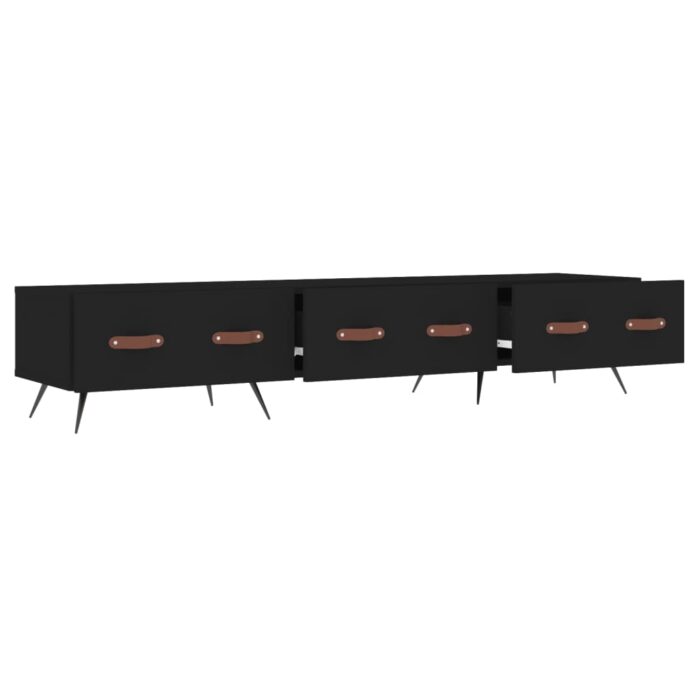 Meuble TV noir 150x36x30 cm bois d'ingénierie – Image 4