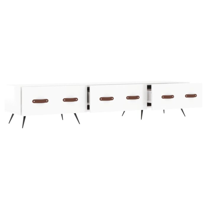 Meuble TV blanc brillant 150x36x30 cm bois d'ingénierie – Image 4