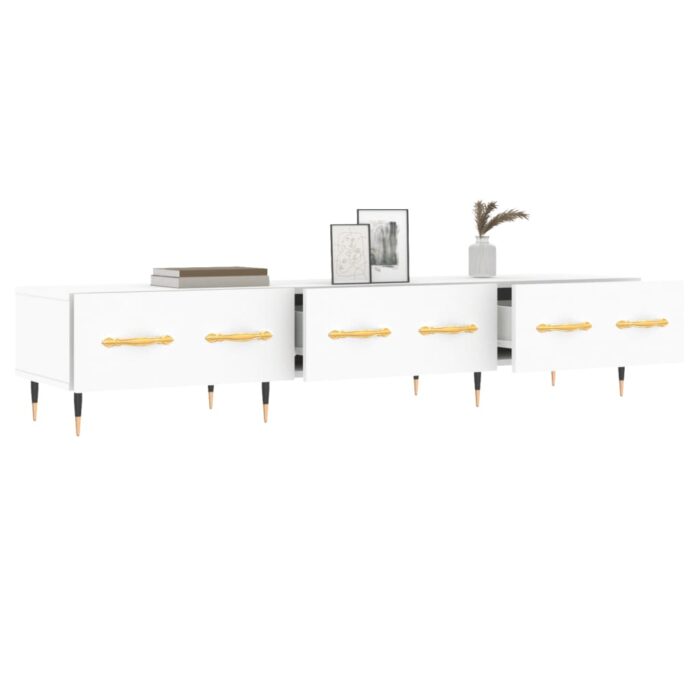 Meuble TV blanc 150x36x30 cm bois d'ingénierie – Image 2