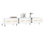 Meuble TV blanc brillant 150x36x30 cm bois d'ingénierie – Image 2