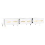 Meuble TV blanc brillant 150x36x30 cm bois d'ingénierie – Image 4