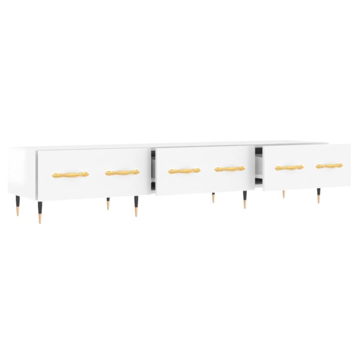 Meuble TV blanc brillant 150x36x30 cm bois d'ingénierie – Image 4