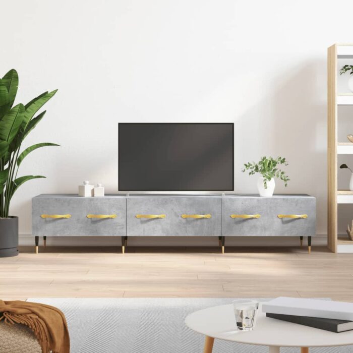 Meuble TV gris béton 150x36x30 cm bois d'ingénierie – Image 1