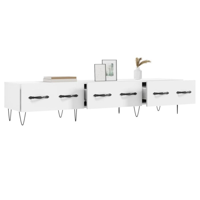 Meuble TV blanc 150x36x30 cm bois d'ingénierie – Image 2