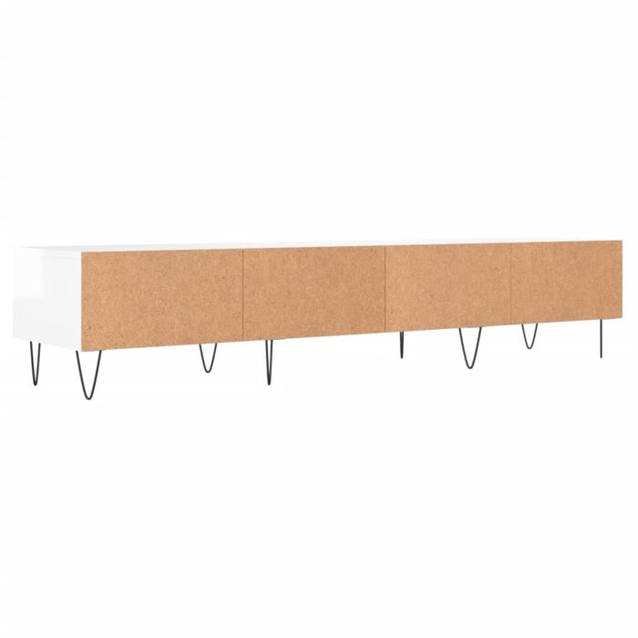 Meuble TV blanc brillant 150x36x30 cm bois d'ingénierie – Image 6
