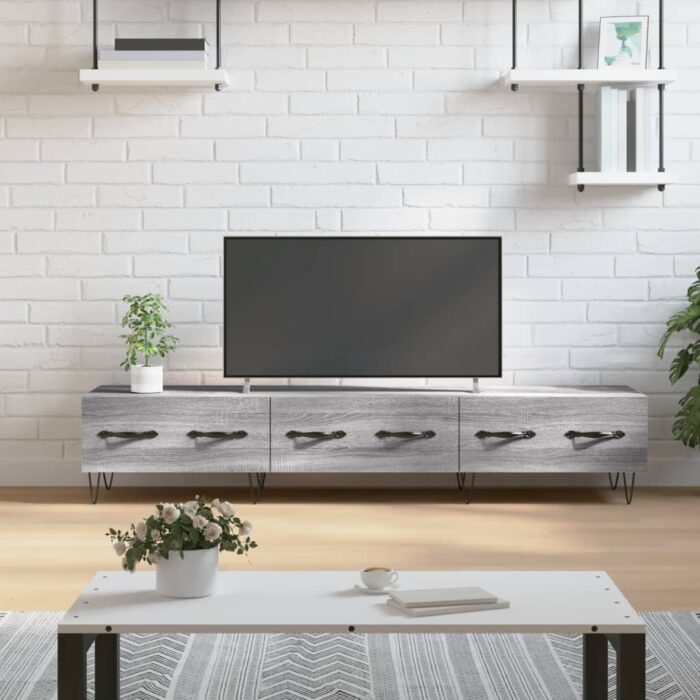 Meuble TV sonoma gris 150x36x30 cm bois d'ingénierie – Image 1