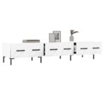 Meuble TV blanc 150x36x30 cm bois d'ingénierie – Image 2