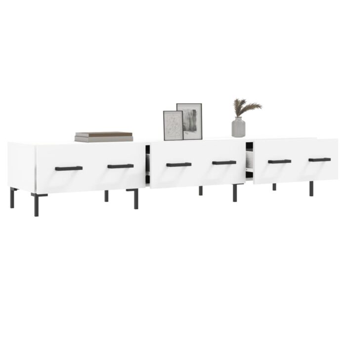 Meuble TV blanc 150x36x30 cm bois d'ingénierie – Image 2