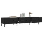 Meuble TV noir 150x36x30 cm bois d'ingénierie – Image 2