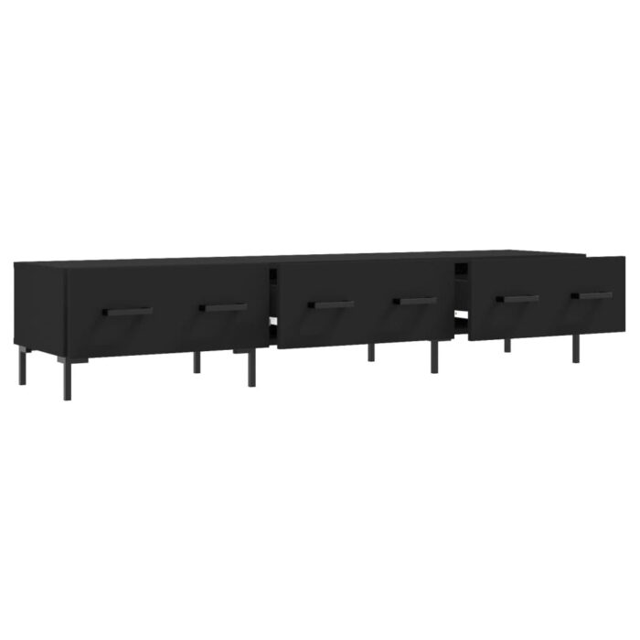 Meuble TV noir 150x36x30 cm bois d'ingénierie – Image 4