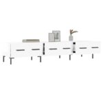 Meuble TV blanc brillant 150x36x30 cm bois d'ingénierie – Image 2