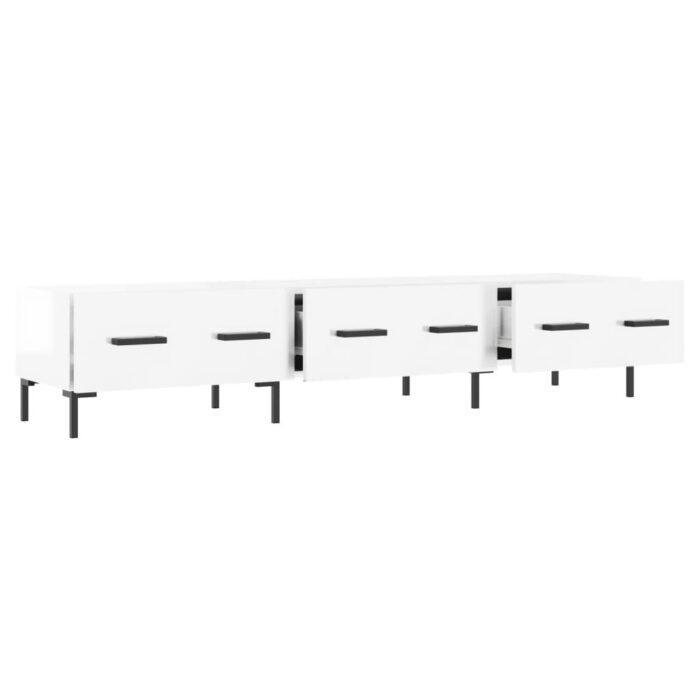 Meuble TV blanc brillant 150x36x30 cm bois d'ingénierie – Image 4