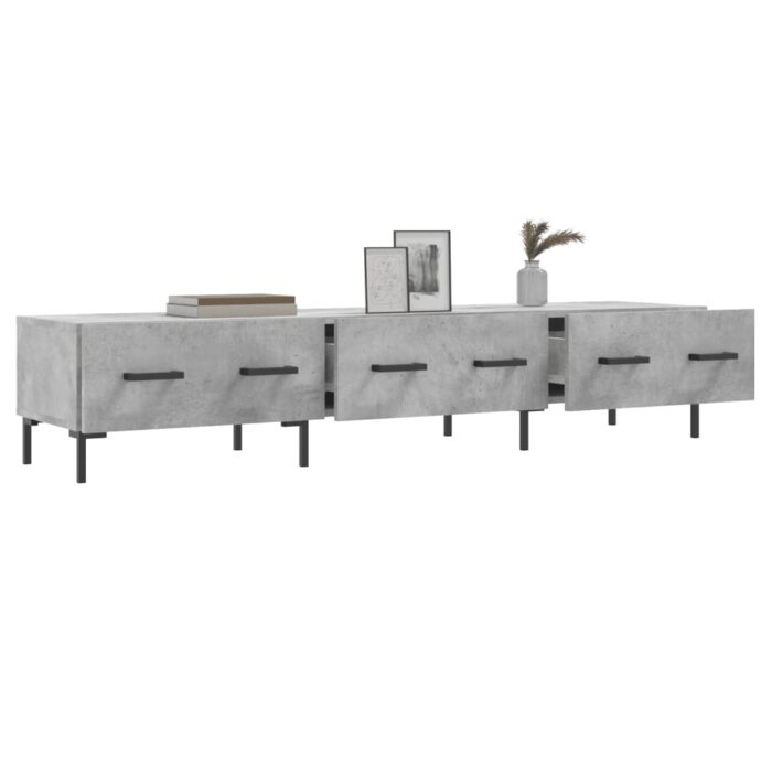 Meuble TV gris béton 150x36x30 cm bois d'ingénierie – Image 2