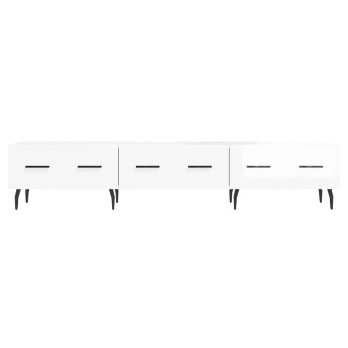 Meuble TV blanc brillant 150x36x30 cm bois d'ingénierie – Image 3