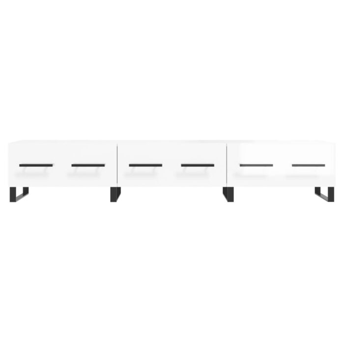 Meuble TV blanc brillant 150x36x30 cm bois d'ingénierie – Image 3