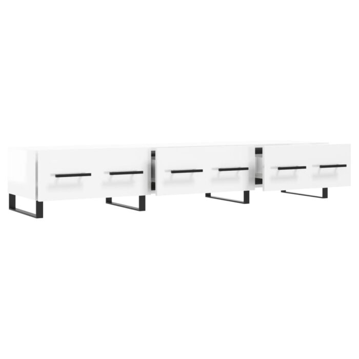 Meuble TV blanc brillant 150x36x30 cm bois d'ingénierie – Image 4