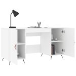 Bureau blanc 140x50x75 cm bois d'ingénierie – Image 2