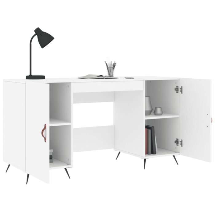 Bureau blanc 140x50x75 cm bois d'ingénierie – Image 2