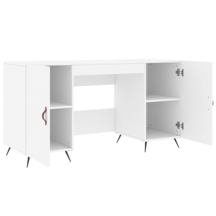 Bureau blanc 140x50x75 cm bois d'ingénierie – Image 3