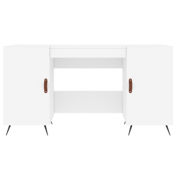 Bureau blanc 140x50x75 cm bois d'ingénierie – Image 4