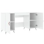 Bureau Blanc brillant 140x50x75 cm Bois d'ingénierie – Image 3