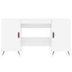 Bureau Blanc brillant 140x50x75 cm Bois d'ingénierie – Image 4