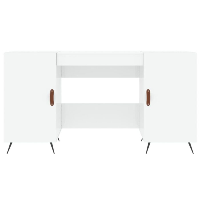 Bureau Blanc brillant 140x50x75 cm Bois d'ingénierie – Image 4