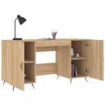 Bureau chêne sonoma 140x50x75 cm bois d'ingénierie – Image 2