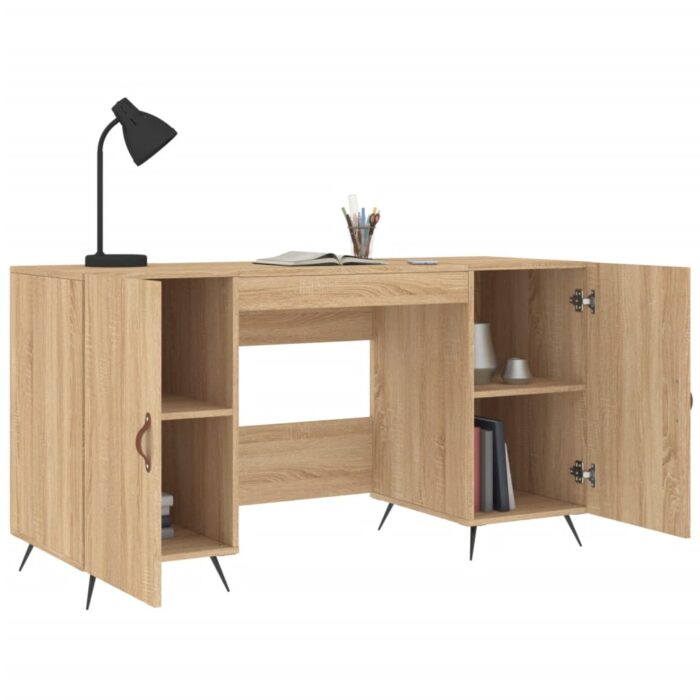 Bureau chêne sonoma 140x50x75 cm bois d'ingénierie – Image 2