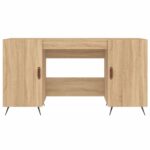 Bureau chêne sonoma 140x50x75 cm bois d'ingénierie – Image 4