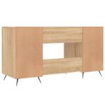 Bureau chêne sonoma 140x50x75 cm bois d'ingénierie – Image 6