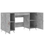 Bureau gris béton 140x50x75 cm bois d'ingénierie – Image 3