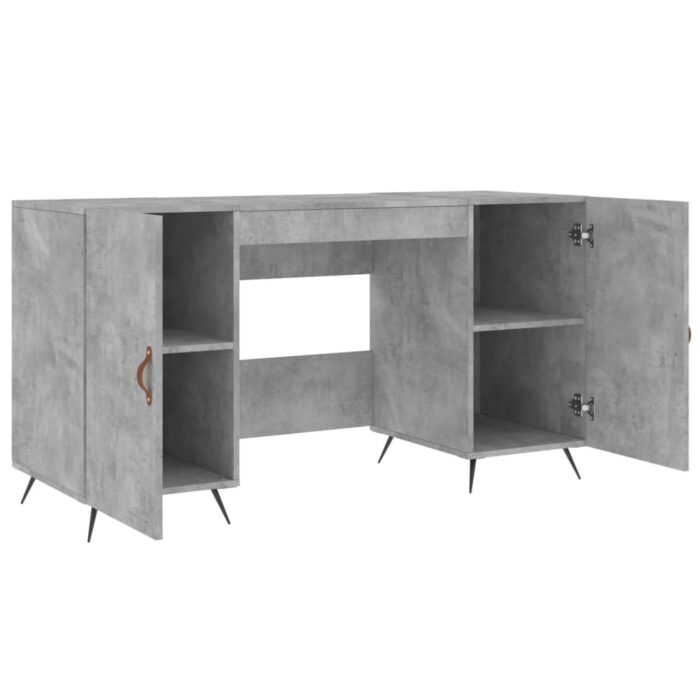 Bureau gris béton 140x50x75 cm bois d'ingénierie – Image 3