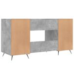 Bureau gris béton 140x50x75 cm bois d'ingénierie – Image 6