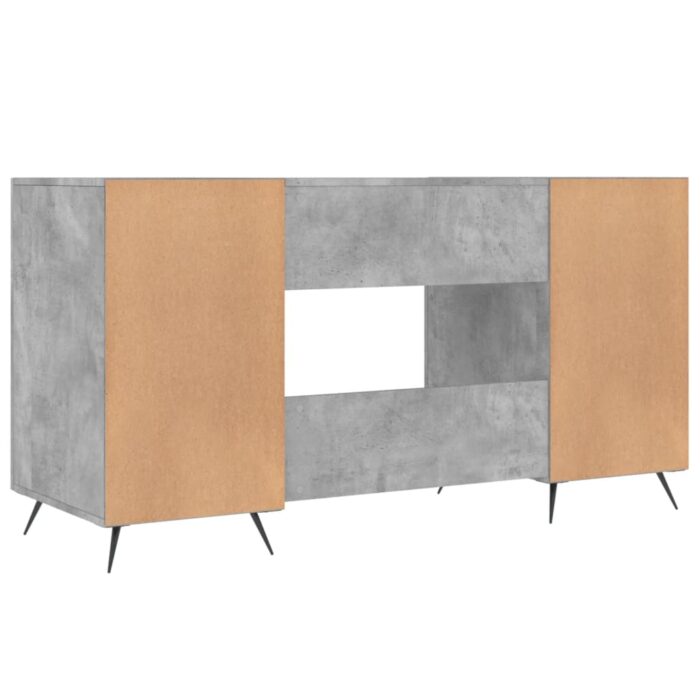 Bureau gris béton 140x50x75 cm bois d'ingénierie – Image 6
