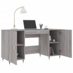 Bureau sonoma gris 140x50x75 cm bois d'ingénierie – Image 2
