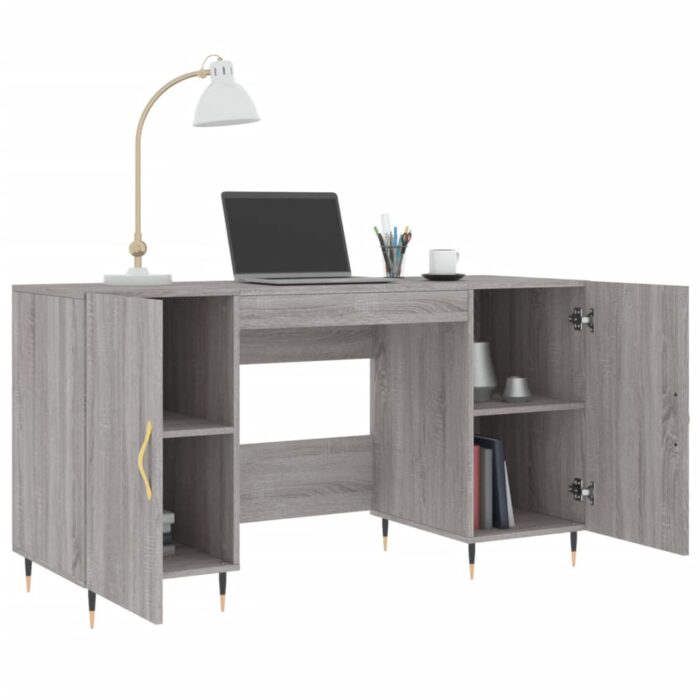 Bureau sonoma gris 140x50x75 cm bois d'ingénierie – Image 2