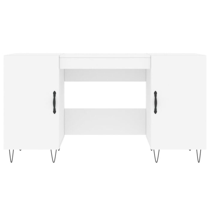 Bureau blanc 140x50x75 cm bois d'ingénierie – Image 4