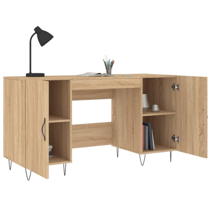 Bureau chêne sonoma 140x50x75 cm bois d'ingénierie – Image 2