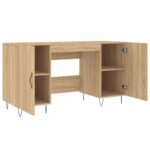 Bureau chêne sonoma 140x50x75 cm bois d'ingénierie – Image 3