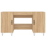 Bureau chêne sonoma 140x50x75 cm bois d'ingénierie – Image 4