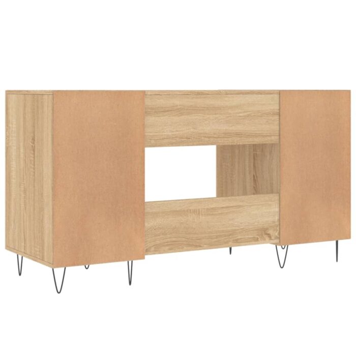 Bureau chêne sonoma 140x50x75 cm bois d'ingénierie – Image 6