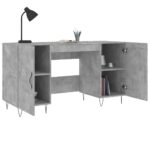 Bureau gris béton 140x50x75 cm bois d'ingénierie – Image 2