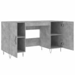 Bureau gris béton 140x50x75 cm bois d'ingénierie – Image 3