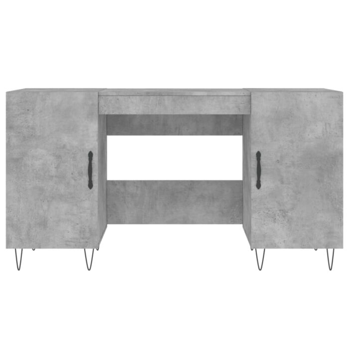 Bureau gris béton 140x50x75 cm bois d'ingénierie – Image 4