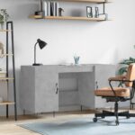 Bureau gris béton 140x50x75 cm bois d'ingénierie