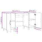 Bureau sonoma gris 140x50x75 cm bois d'ingénierie – Image 10