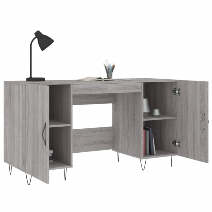 Bureau sonoma gris 140x50x75 cm bois d'ingénierie – Image 2