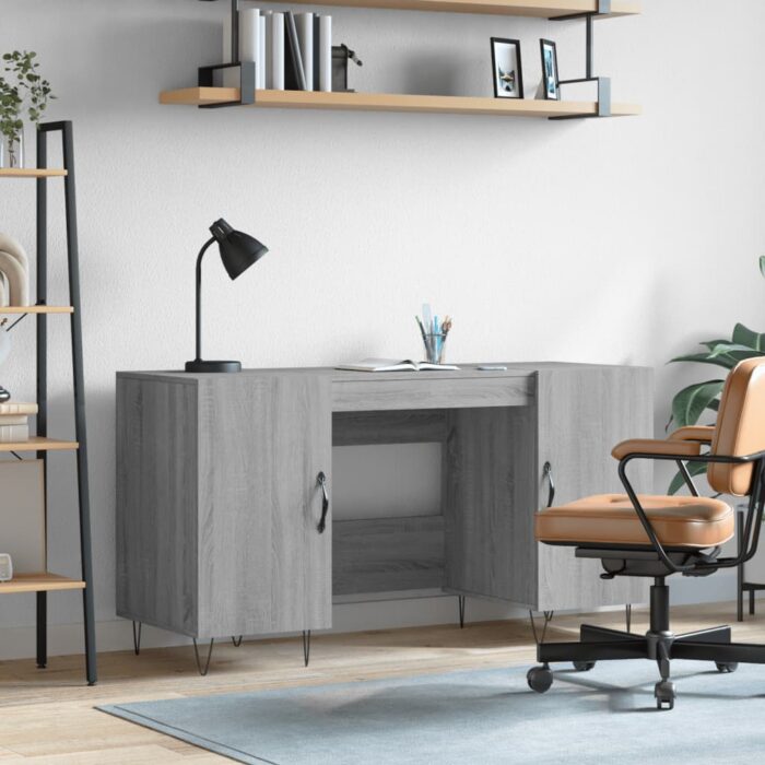 Bureau sonoma gris 140x50x75 cm bois d'ingénierie – Image 1